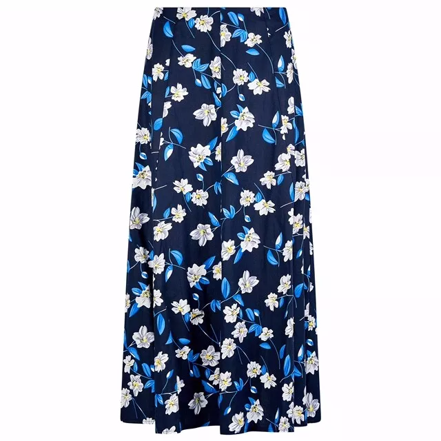 Ladies Women's Long Maxi Floral Cotton Summer Skirt Elasticated Waist Size 14-32