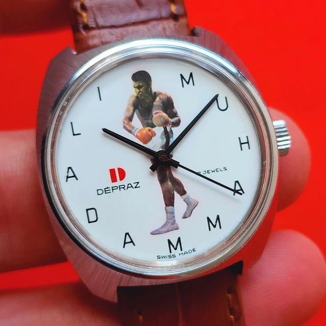 DEPRAZ MUHAMMAD ALI Watch Vintage Rare Boxing Dial Mechanical 547 Mens ...