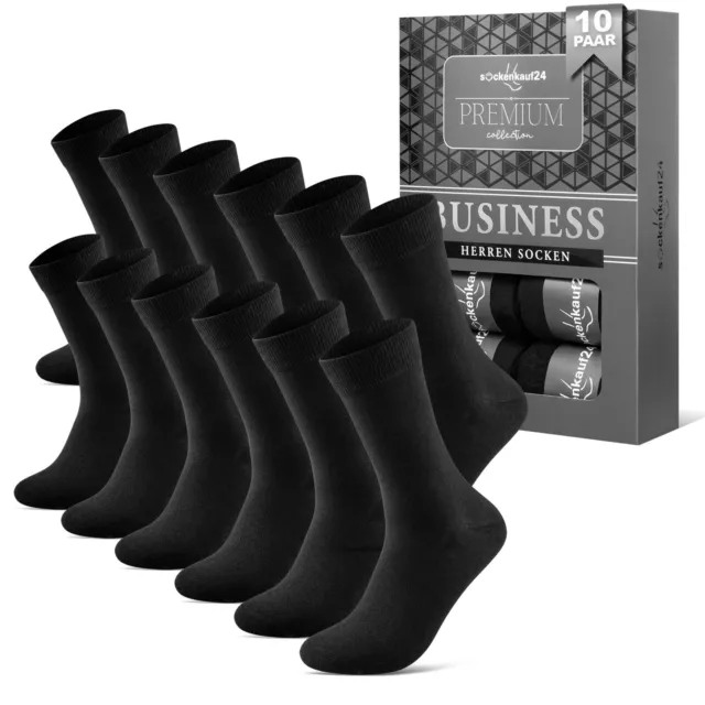 Business Socken Herren 10 Paar Schwarz Premium aus Baumwolle ohne drückende Naht