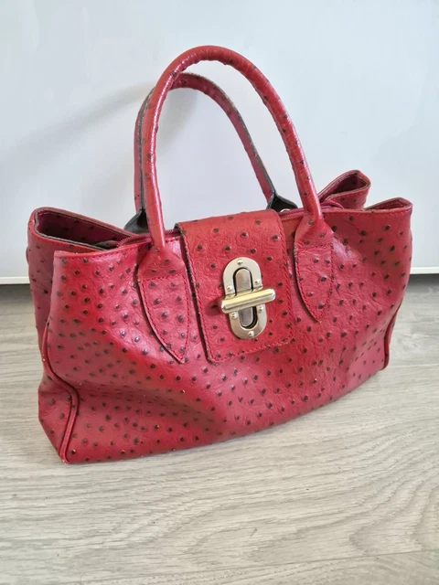Sac à Main Vintage Madani En Cuir Véritable Orange - Fabriqué En Italie - Taille Moyenne