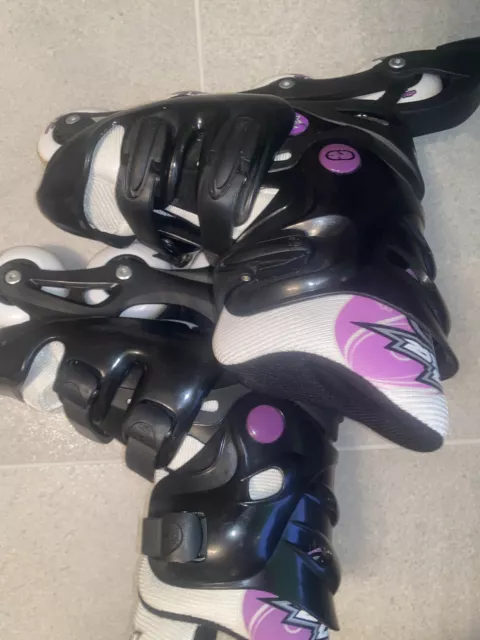 No Fear Kids Inline Skates Roller Blades Adjustable Size 5 - 8 Purple & Black