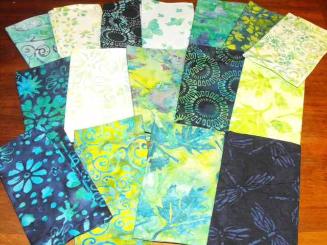 NEW PQutey Batik Bundle/16 Fat Eighths/Greens & Blues