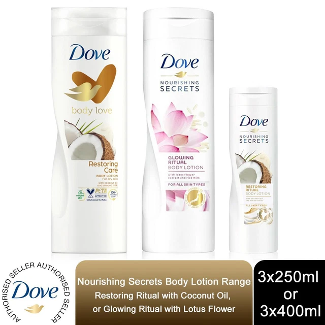 DOVE NOURISHING SECRETS Body Lotion Coconut Oil 3x(250ml/400ml) or
