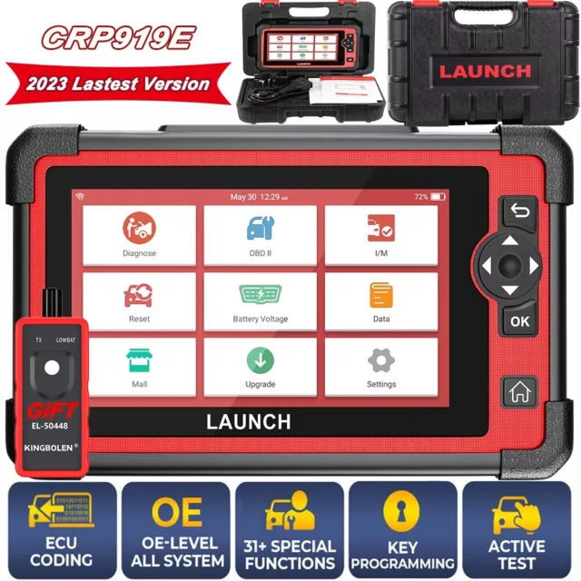 LAUNCH CRP 909E 2024 Newest Car Diagnostic Scan Tool OBD2 Scanner All  System Auto VIN Diagnostic with 28 Reset Functions,Key IMMO,2 Years Free  Update