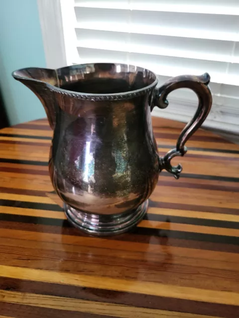 Vintage Mid Century EPNS Hammered Silver Plate Water Pitcher MM Co.