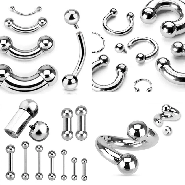 HEAVY LARGE GAUGE Curved Barbell Piercing Bar Prince Albert Internally