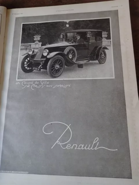 Renault Automobile City Coupe 151 Paper Advertising ILLUSTRATION CHRISTMAS 1923