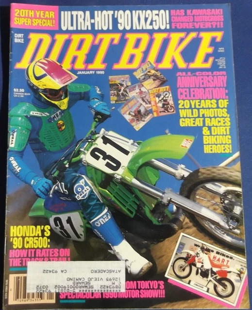 Dirt Bike Magazine-Jan 1990-20 Yr Anniv Special-Jeff Matiasevich-Cr500Rl-Vintage