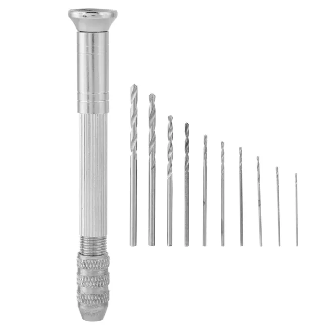 Mini Hand Twist Drill With 10Pcs Drills Bits Punching Tool HOM