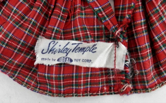 Vintage Doll Skirt Shirley Temple Ideal Red Tartan Pleated Wee Willie Winkie 4