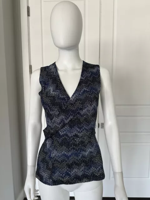 Missoni Blue Metallic Sleeveless Blouse 38/4