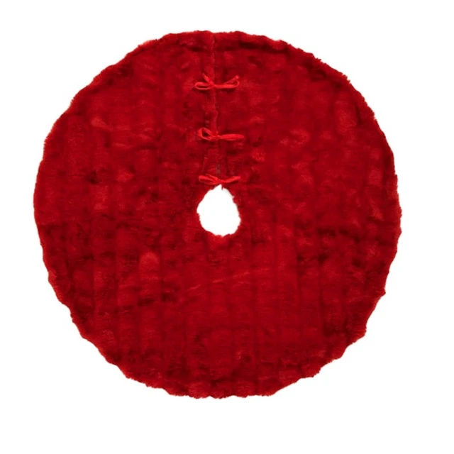 Dessous De Sapin En Fausse Fourrure Rouge Rubis TAHARI - Diamètre 60 Pouces - Luxueux - Neuf Pour Noël