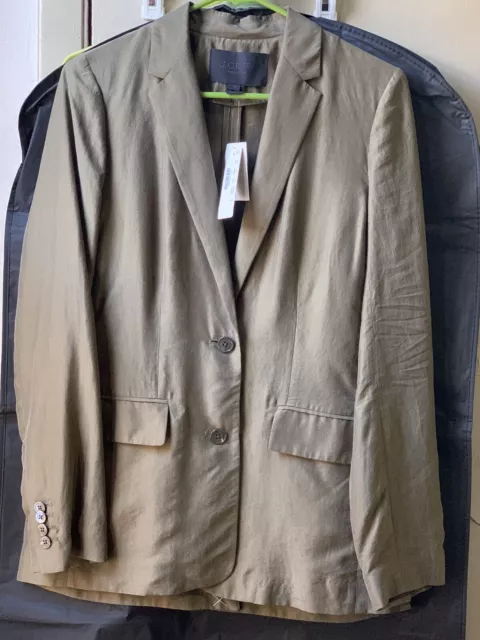 $278 NWT J Crew Collection 100% Silk Washed Taffeta Blazer Jacket 2 XS 2