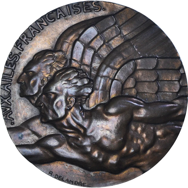 MEDAILLE ROBERT DELANDRE Art DECO AUX AILES FRANCAISES AVIATION