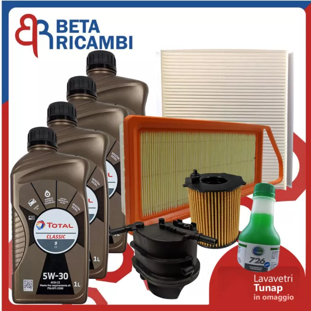 Kit Tagliando Citroen Nemo 1.4 HDI Peugeot Bipper 4 Filtri  4 Olio Total 5W30