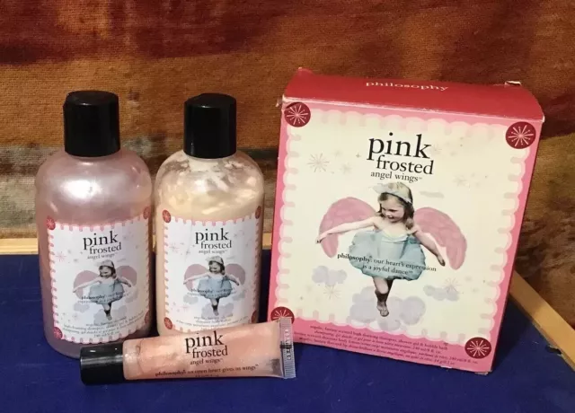Philosophy Pink Frosted Shampoo Shower Lotion & Lip Shine Set 3pc Lot HTF
