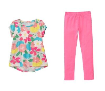 Gymboree Girl Mix N Match Floral Tunic Top Pink Leggings Summer Outfit Set 5T 5