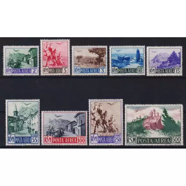 San Marino 1950 Posta Aerea Vedute 9 Valori G.i Mnh**