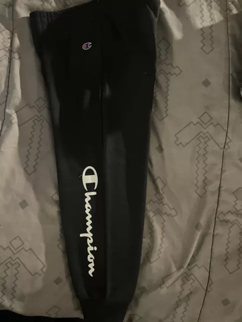 Champion Pants Boys Size 4T Black White Logo Sweat Pants Athletic Youth