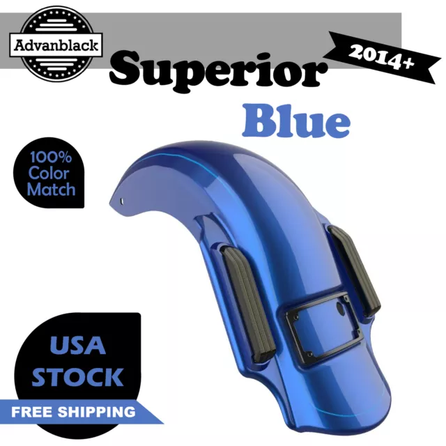 Superior Blue Dominator Stretched Extended Rear Fender Pinstripes For Harley 14+