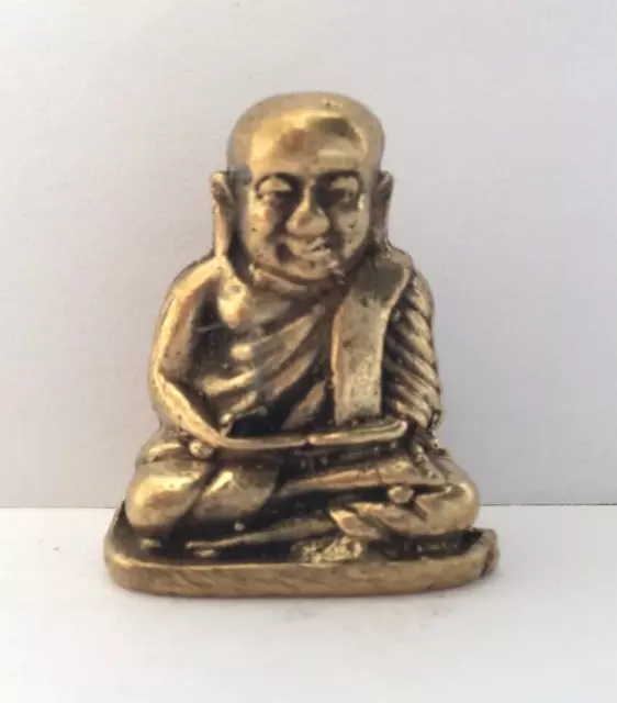 Thai Buddha Mudra Dhyani Meditation Amulet Talisman Brass Thailand b527
