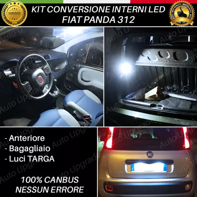 Kit Led Interni Per Fiat Panda 312 + Luci Targa Canbus 6000K Plafoniera Singola