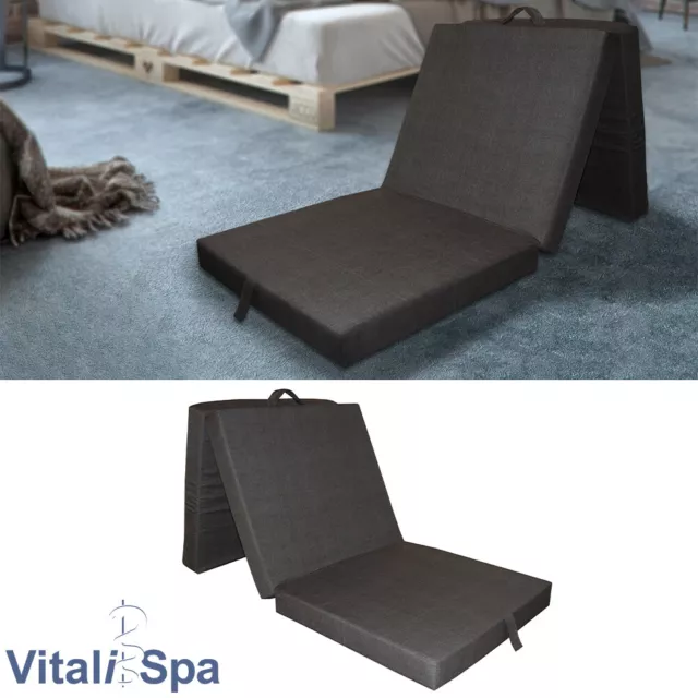 VitaliSpa® Colchón Plegable Cama Invitados Supletoria Viaje Antracita