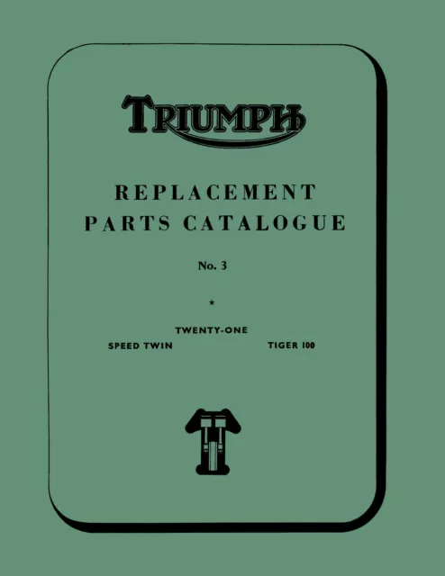 Triumph Moto Pièces Livre 1960 Tiger 100 T100A Speed Twin 5TA T21 3TA Twins
