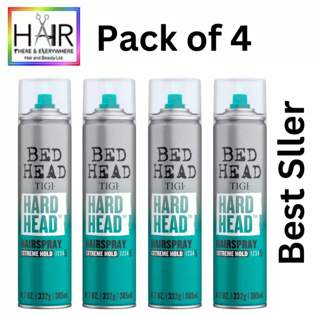 Tigi Bed Hard Head Hair Spray for extra strong Hold & Shine 385 ml - Pack of 4