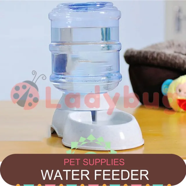 Large Automatic Pet Dog Cat Water Feeder Bowl Bottle Dispenser Plastic 3.5L