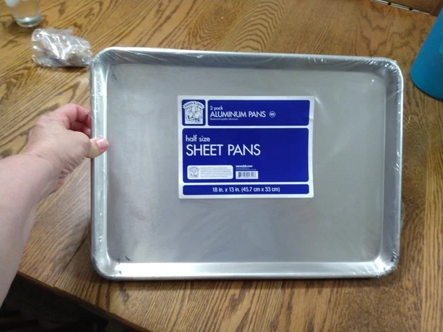 2 Bakers & Chefs 13 X18 Half Size Aluminum Sheet Pan Baking Cookie Pans NEW