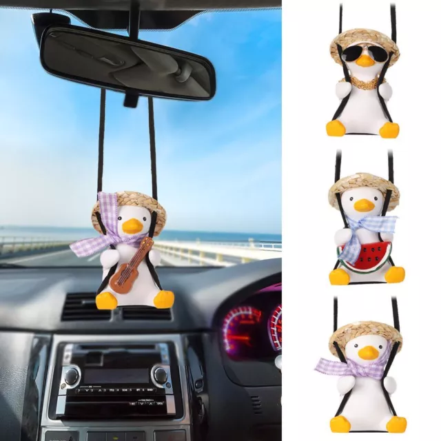 Duck School Bag Duck Car Pendant Straw Hat Swing Duck Car Hanging Ornament