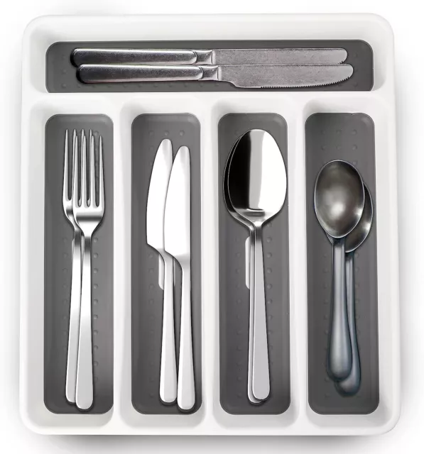 Cutlery Tray Organiser Rack Plastic Kitchen Holder Drawer Insert Tidy Storage UK