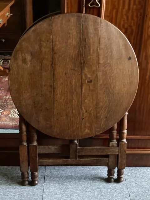A Rare Heal's Arts and Crafts Oak Folding Table C.1915 - Heal & Son Ivorine Disc
