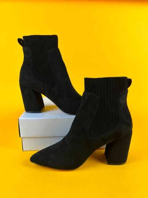 Steven New York Near Booties Ankle Boots Womens 9.5 Black Suede Block Heels NWB
