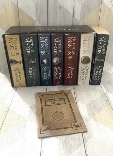 Game Of Thrones Complete 7 Book Set & Map - Paperback Collection -  R.R Martin