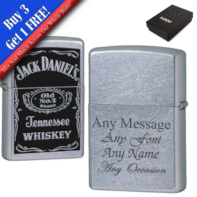 Personalised Engraved Street Chrome Jack Daniels Zippo, Official Zippo lighter