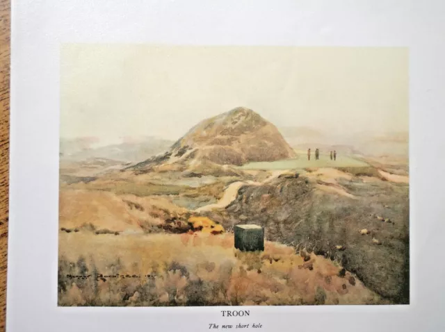 TROON GOLF COURSE PRINT Scotland Bookplate Facsimile Of Original 1910 Painting