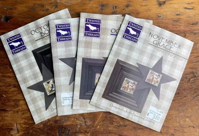 Lot 4 Twisted Threads Cross Stitch Patterns Charts Mini Gingham Primitive