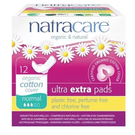 Natracare Ultra Extra Pads Regular with wings 12's-8 Pack