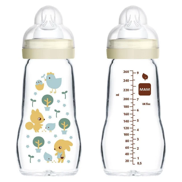 Botella de vidrio de fórmula para beber leche para bebé MAM resistente al calor unisex a la venta de 260 ml