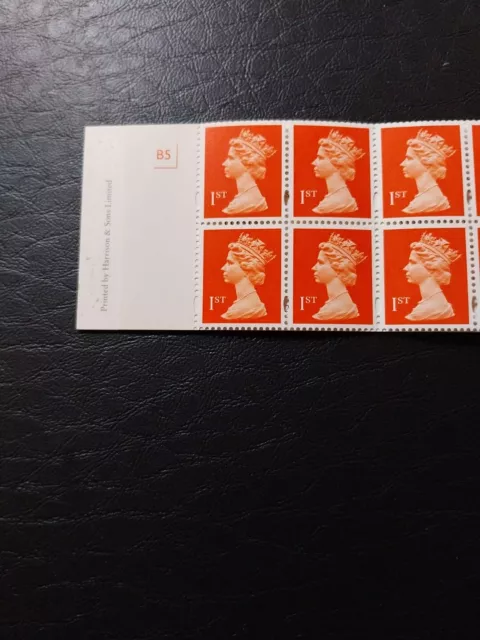 GB 1990 Harrison Barcode Booklet HD3a (10 x 1st Class Red). CYL B5  London 2