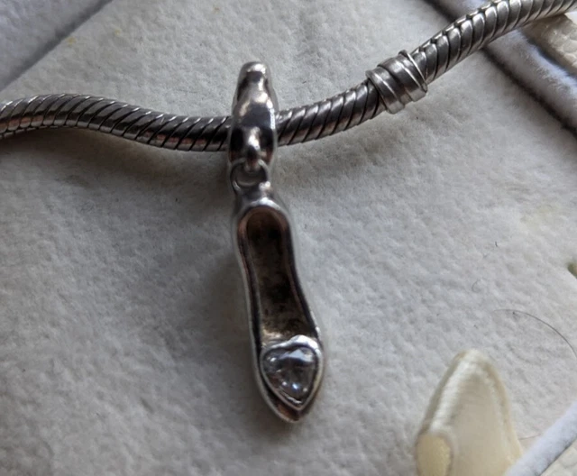 Chamilia Disney Cinderella hanging slipper Charm Sterling Silver