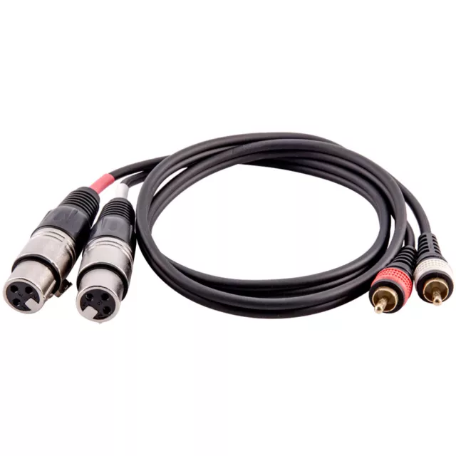 3 Foot 2 XLR Female to 2 RCA Male Patch Cable - Dual XLRF to Dual RCA Audio Cord