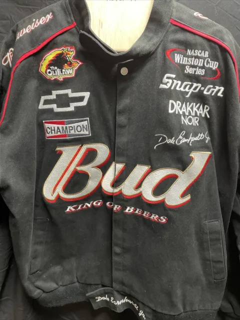 Vintage Jeff Hamilton Budweiser King Of Beers Dale Earnhardt Jr NASCAR Jacket L