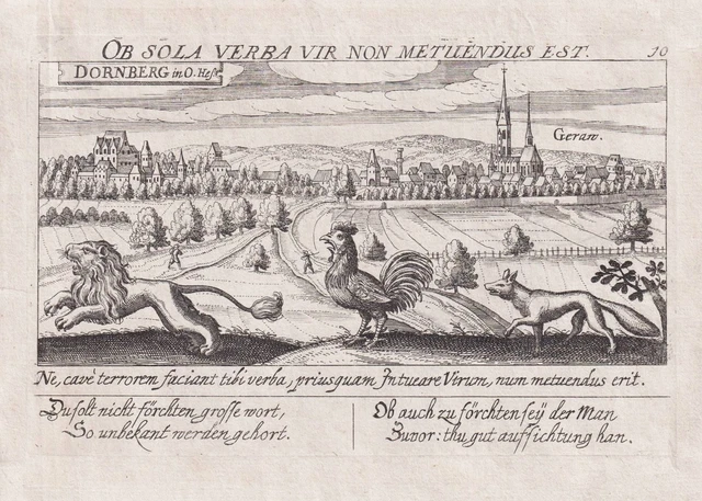 Dornberg Groß-gerau Hessen Grabado Meisner 1630