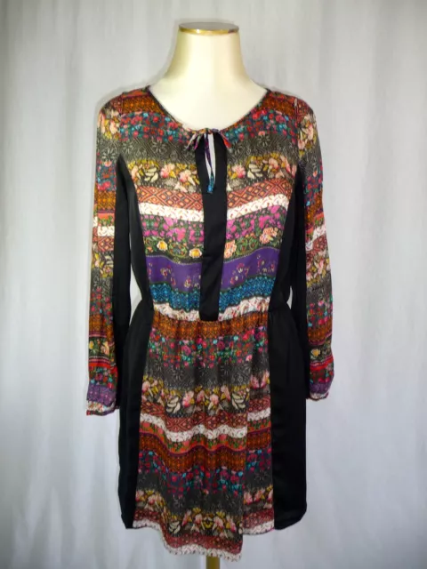 Promod Robe Tunique Noir Et Tissu Imprimé À Fleurs T 40 Neuf