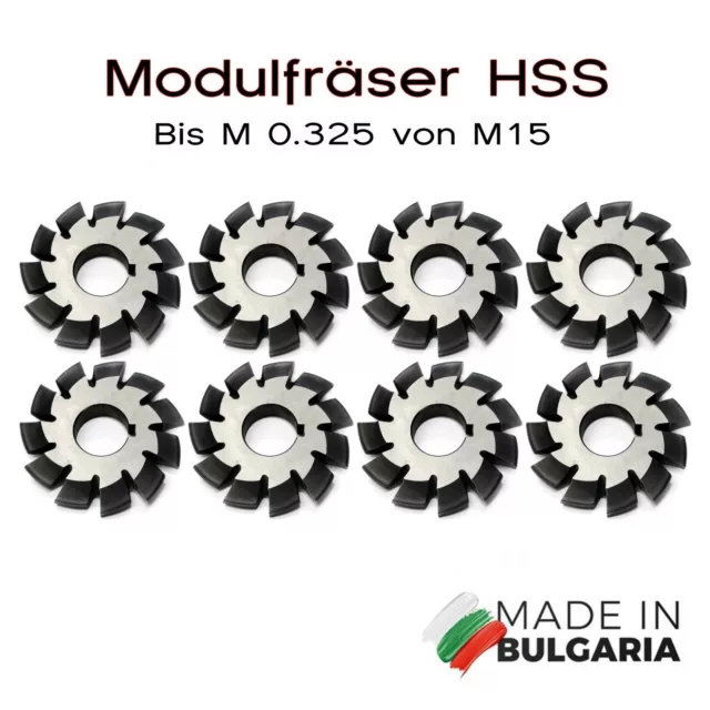 Modulfräser Zahnradfräser Satz M 0,25 - M 15 20° N1-N8 Walzenfräser HSS