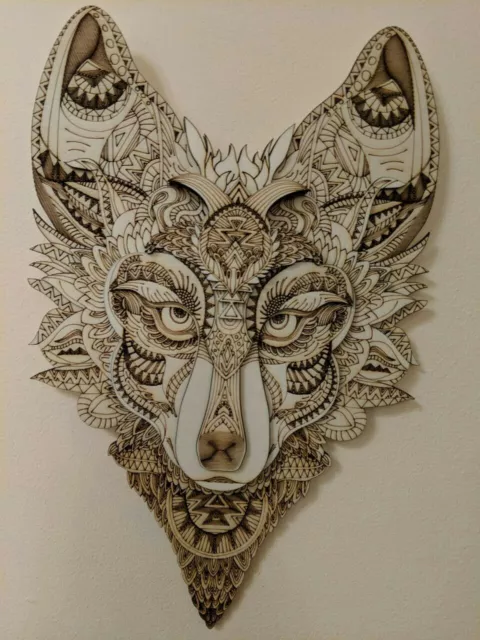 Unique multi layer wooden fox. Wall art, decor. Amazing gift.