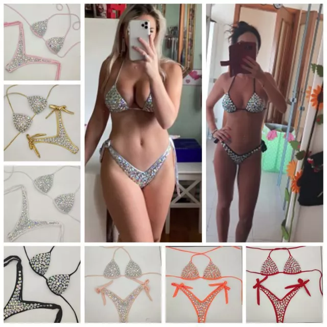 Women's Sexy Diamond Bikini Bandage Swimwear Suit Nightclub Beach Swimsuit